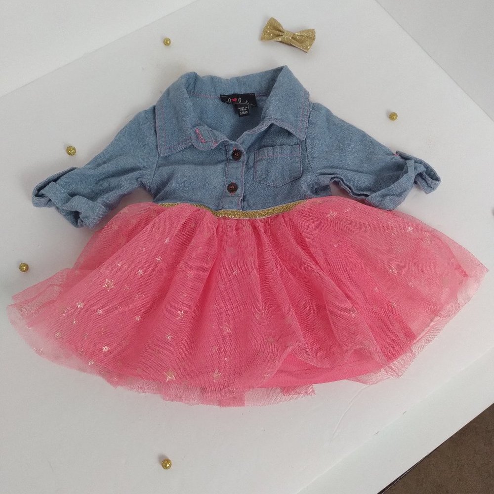 Jean toule Dress (3-6 mo Baby Girl) Pink, Blue, Sparkle, LiLt